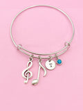 Silver Treble Clef Music Note Charm Bracelet, N2288