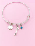 Silver Oar Rowing Charm Bracelet, Kayak Rower Crew Gift, Personalized Gift, N1304