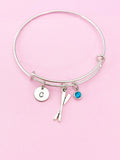 Silver Oar Rowing Charm Bracelet, Kayak Rower Crew Gift, Personalized Gift, N1304