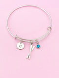 Silver Oar Rowing Charm Bracelet, Kayak Rower Crew Gift, Personalized Gift, N1304