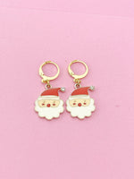 Gold Cute Santa Claus Charm Earrings, Christmas Santa Earrings, N3139