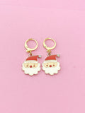 Gold Cute Santa Claus Charm Earrings, Christmas Santa Earrings, N3139