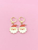 Gold Cute Santa Claus Charm Earrings, Christmas Santa Earrings, N3139