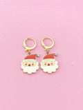 Gold Cute Santa Claus Charm Earrings, Christmas Santa Earrings, N3139