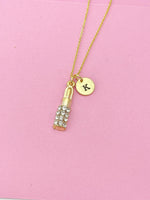 Gold Lipstick Charm Necklace, Makeup Artist School Student Gifts, N5498