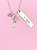 Silver Cheerleader Girl Necklace, Christmas Gifts for Cheerleader, School Sport Team Cheer Gifts, D012