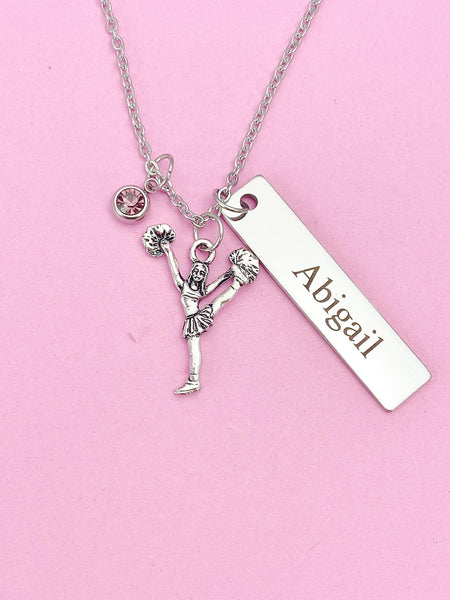 Silver Cheerleader Girl Necklace, Christmas Gifts for Cheerleader, School Sport Team Cheer Gifts, D012