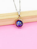 Silver Natural Lapis Lazuli Pendant Necklace, Natural Gemstone Jewelry, N4609L