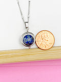 Silver Natural Lapis Lazuli Pendant Necklace, Natural Gemstone Jewelry, N4609L