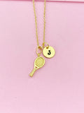 Gold Tennis Racket Charm Necklace, Preconized Gift, N4206