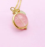 Gold Cherry Quartz Initial Necklace, Mother's Day Gift