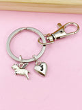 Silver Flying Pig Charm Keychain, Initial Charm