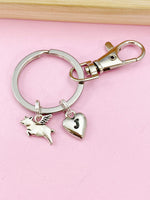 Silver Flying Pig Charm Keychain, Pig Wing Charm, Flying Pig Charm, Gold in Option, N1743B