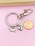 Silver Flying Pig Charm Keychain, Initial Charm