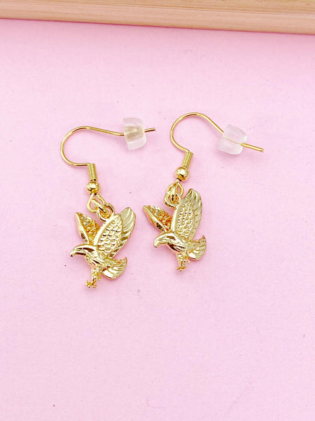 Gold Flying Eagle Earrings Hawk Bird Earrings, IN348
