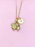 Gold Pomeranian Charm Necklace, Pom Dog Breed Charm, N477