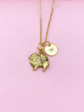 Gold Pomeranian Charm Necklace, Pom Dog Breed Charm, N477