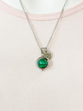 Silver Malachite Charm Necklace, Gold in Option, Natural Gemstone Jewelry, N4693