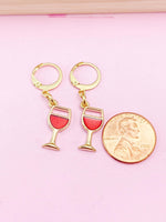 Gold Goblet Red Wine Earrings, N3294