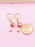 Gold Goblet Red Wine Earrings, N3294