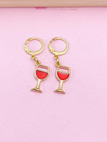Gold Goblet Red Wine Earrings, N3294