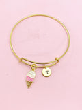 Gold Sweet Ice Cream Cone Charm Bracelet, N3795