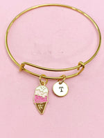 Gold Sweet Ice Cream Cone Charm Bracelet, N3795