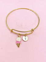 Gold Sweet Ice Cream Cone Charm Bracelet, N3795