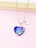 Silver Lapis Lazuli Heart Pendant Necklace, Natural Gemstone Jewelry, N4492
