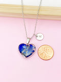 Silver Lapis Lazuli Heart Pendant Necklace, Natural Gemstone Jewelry, N4492