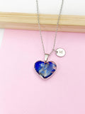 Silver Lapis Lazuli Heart Pendant Necklace, Natural Gemstone Jewelry, N4492