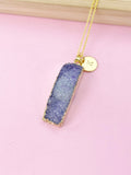 Gold Druzy Agate Necklace, Natural Gemstone Jewelry N4251