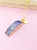 Gold Druzy Agate Necklace, Natural Gemstone Jewelry N4251