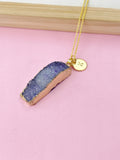 Gold Druzy Agate Necklace, Natural Gemstone Jewelry N4251