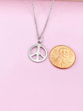 Silver Peace Sign Charm Necklace, N3499B