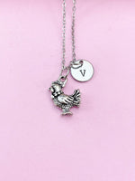 Silver Chicken Charm Necklace, Rooster Charm, N554