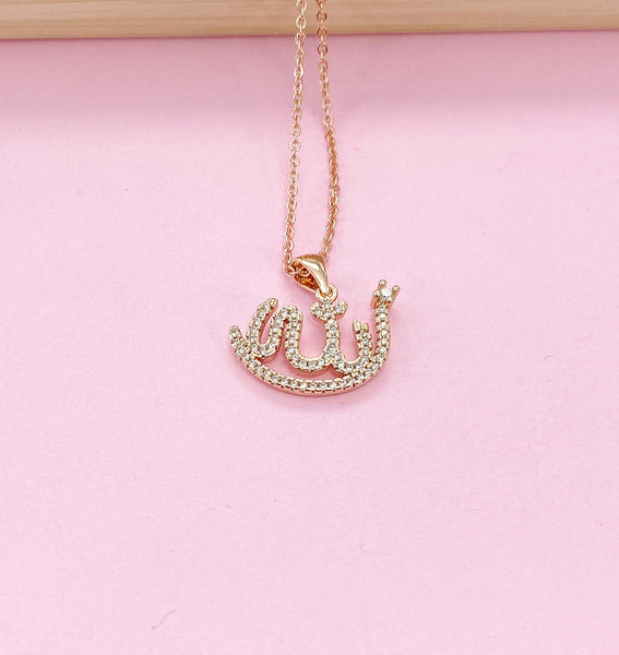 Rose Gold Allah Charm Necklace, Arabic Jewelry, AB5632