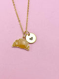 Gold Croissant Charm Necklace, N3580