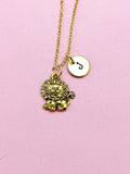Gold Lion Charm Necklace, N505