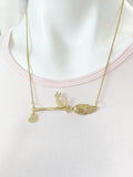Gold Cute Cat Riding Witch Broom Charm Necklace, Cat On A Broom, Halloween Gift, N5786