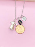 Silver Black Coffee Bean Coffee Maker Charm Necklace, N5788A