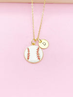 Gold Baseball Ball Charm Necklace, Baseball Softball Player Team Gifts, N5790