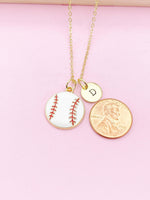 Gold Baseball Ball Charm Necklace, Baseball Softball Player Team Gifts, N5790