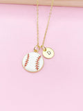 Gold Baseball Ball Charm Necklace, Baseball Softball Player Team Gifts, N5790