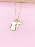 Gold Baseball Ball Charm Necklace, Baseball Softball Player Team Gifts, N5790