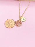 Gold Basketball Charm Necklace, Basketball Player Team Gifts, N5791