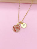 Gold Basketball Charm Necklace, Basketball Player Team Gifts, N5791