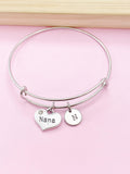 Nana Charm Bangle Bracelet, Initial, Grandmother Gift