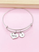 Nana Bracelet, Silver Nana Charm, Heart Charm, Nana Gift, Grandmother Gift, Grandma Gift , Personalized Gift, N1349