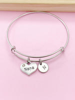 Nana Bracelet, Silver Nana Charm, Heart Charm, Nana Gift, Grandmother Gift, Grandma Gift , Personalized Gift, N1349